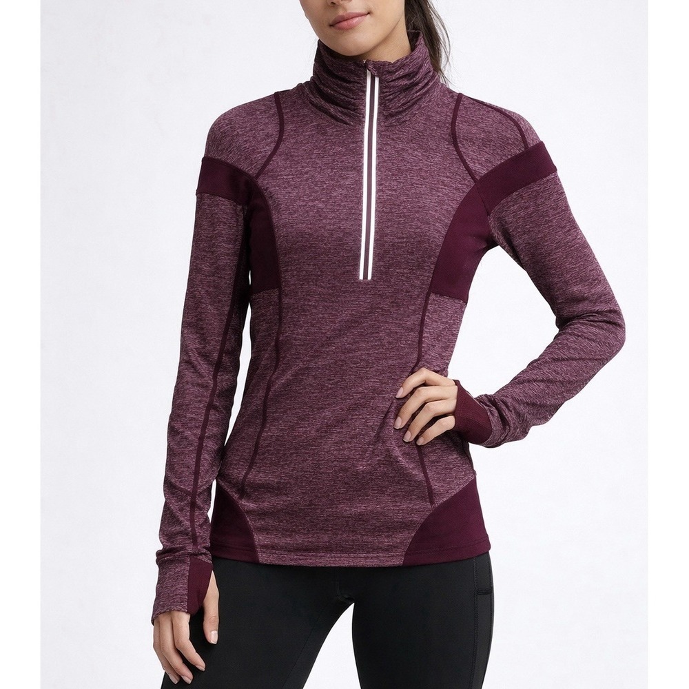 Lululemon Half Zip Pullover Nylon Blend Thumbholes Burgundy Sz X1